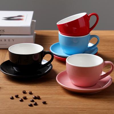 China Sustainable Porcelain Cup And Saucer Set Ceramic Cappuccino Cup And Saucer For Restaurant for sale