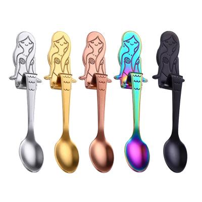 China Good Quality 304 Stainless Steel Tea Teaspoon Milk Viable Creative Dessert Spoon for sale