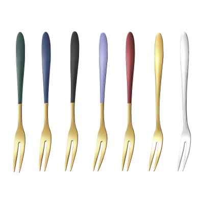 China Viable In Stock 304 Stainless Steel Dessert Fork Mini Fruit Fork For Party Hotel for sale