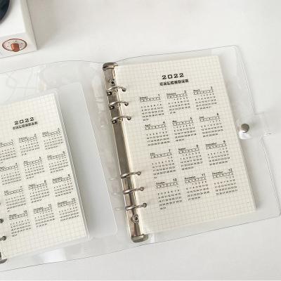 China 6 rings A5/A6 calendar, frosted pp divider for planner, 2022 plastic index pages with date for sale