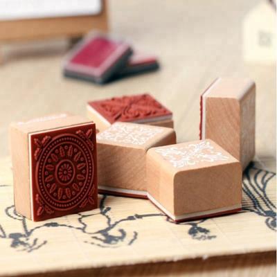 China Vintage Style Vintage Pattern Wooden Rubber Stamp for sale