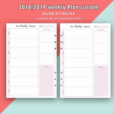 China Grebiche One Page One Weekly Schedule 100gsm woodfree paper planner refill, printable color insert page, personal diary page for sale