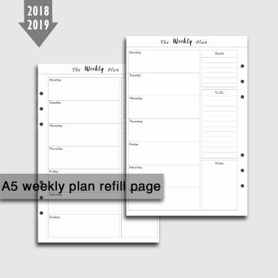 China A5/A6/A7 Refill Printable Weekly Printable Page Grebiche Schedule Planner Page 6 Ring Binder Planner Insert Pages for sale