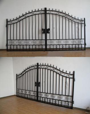 China 16ft Easily Compiled Luxury Residential Double Leaf Wrought Iron Door Designs for sale