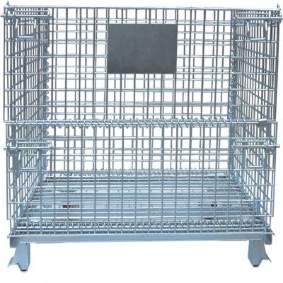 China Stacking Heavy Duty Rigid Industrial Folding Wire Mesh Storage Container 500kg-1200kg for sale