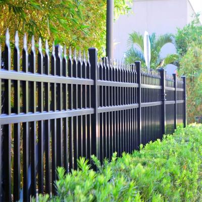 China Easily Assembled Waterproof Decorative Black Powder Coated Wrought Iron Garden Fence for sale