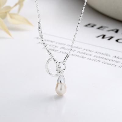 China S925 Sterling Silver S925 Sterling Silver Version Niche Korean Design With Round Ball Tassel Silver Geometric Stitching Necklace Along for sale