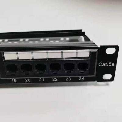 China Cat5e 24 Port STP RJ45 Patch Panel Black Cat5e for sale