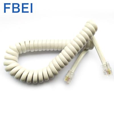 China 7*0.12 export RJ11 telephone line telephone coild cord cables 4P4C 2M telephone cords for sale