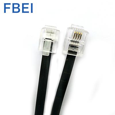 China 7*0.12 Vend Cords RJ11 Indoor Telephone Black Cord 6P4C Flat Telephone Cable for sale