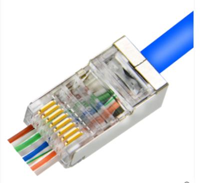 China RJ45 8P8C EZ cat6A microwave connectors with 15U Cat6A gold plating EZ shield connectors for sale