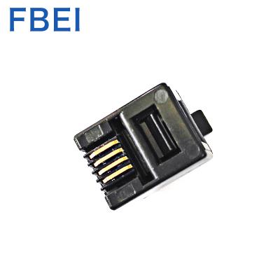 China Microwave Black Color RJ11/12 Connector 6P4C Connector 6P4C Plug for sale