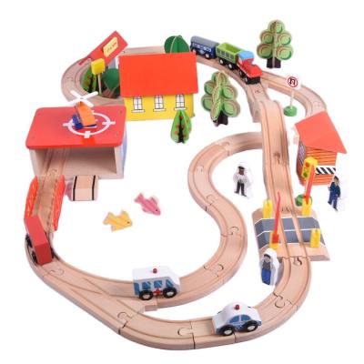 China Educational DIY Toys Hot Popular Wooden Train Tracks Set For Kids Toddler Boys And Girls 3 4 5 Years Old And Wooden Railway Set Wooden Train Track for sale