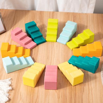 China Grimm's Educational Toy Hot Wooden Stairs Rainbow Montessori Waldorf Building Block for Baby for sale