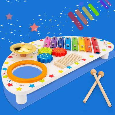 China Wooden Toy Kids Wooden Percussion Instruments Musical Instrument Baby Toys Xylophone Educational Multifunctional Wooden Board Table for sale