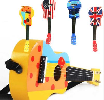 China Educational Toy Children's 21inch Guitar Colorful Wooden Children's Early Educational Wooden Musical Instrument Toys for sale