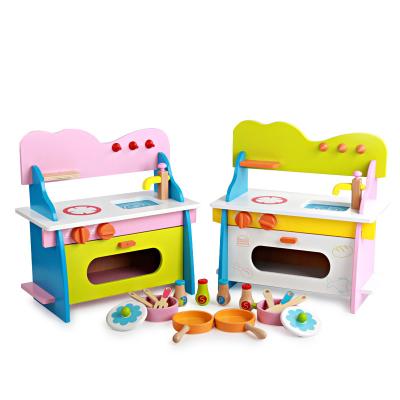 China Playing New Stylish Wooden Colorful Kitchen Stove Kids Role Play Pretend Mini Wooden Kitchen Toy Early Education Wooden Toy For Children for sale