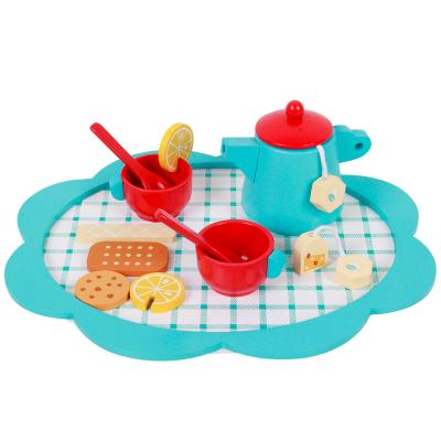 China OEM Custom Made Easy Funny China Wooden Tea Party Set Toy Afternoon Tea Party Play Kitchen Food Set Kids Wooden Toys Play Set For Kids for sale