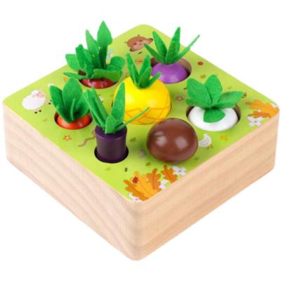 China Early Educational Children's Puzzle Pulling Radish Game Toy Children Wooden Simulation Carrot Vegetable Toy for sale