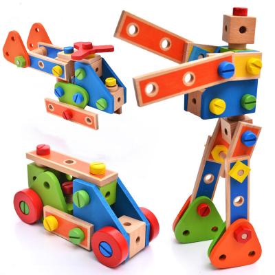 China Educational Toy Assemble Toy Maker Wholesale Wooden Screw Nut Fixture Toy Attractive Style Creative Diy Blocks Educational Toy for sale