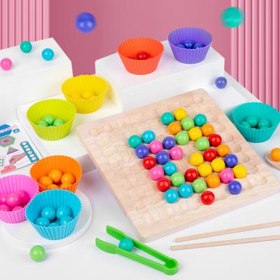 China Wooden Rainbow Bead Elimination Fun Parent Child Attention Training Board Game Teaching Kids Early Education Toys for Boys and Girls for sale