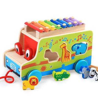 China Hot Custom Hand Eye Coordination Kids Making Equipment Toys Wooden Multifunctional Animals Train Knock Musical Early Educational Toys for sale