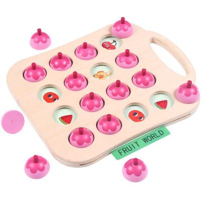 China Early Learning Toy Kids Brain Toy Matching Game Cartoon Design Memory Training Wooden Special Wooden Chess Game For Children for sale