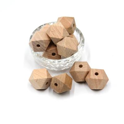 China Baby Teether Natural Unfinished Wooden Beads Used Hexagon Shape Eco Friendly for sale