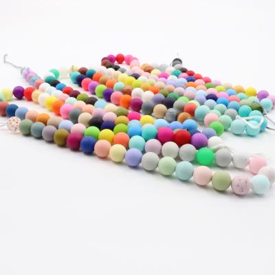 China Silicone Teether Beads BPA Free Baby Necklaces Soft Loose Beads Baby Teething Chewing Silicone Beads for sale