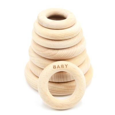 China Eco-Friendly High Quality Beech Wooden Ring Baby Teething Ring Unfinished Circle Smooth For DIY for sale