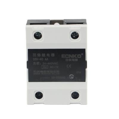 China Solid State Relay SSR-10AA Single Phase 24-480VAC 3-32VDC ECNKO Sealed Factory Direct Sale for sale