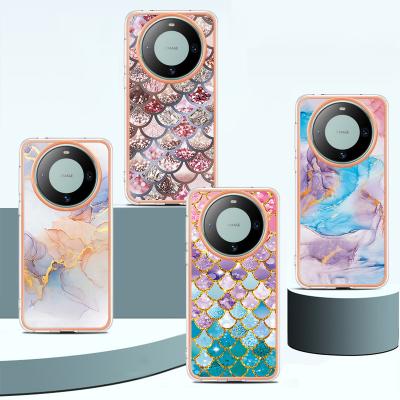 China Shockproof A Series Frame Marble Flowers Luxury Pattern IMD+TPU Phone Case For Huawei Mate 60 Pro IMD Print Case for sale