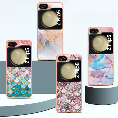 China Shockproof A Series Frame Marble Flowers Luxury Pattern IMD+TPU Phone Case For Samsung Galaxy Z flip 5 Zflip 5 IMD Print Case for sale