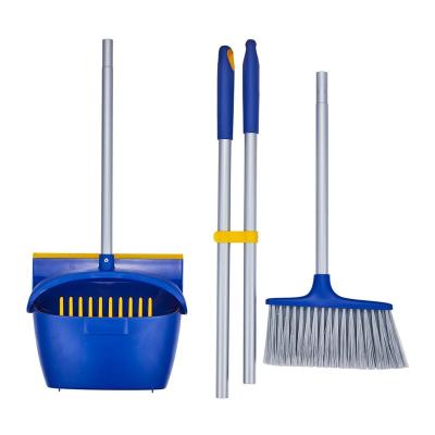 China Neco Windproof Household Cleaning Plastic Steel Blue Windproof Dustpan And Broom Set for sale