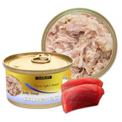 China Skin & Coat Health Golden Cat Tuna Light Meat Tuna Jelly Soup 80 gram 170 gram Canned Cat Wet Food Pet Snacks for sale