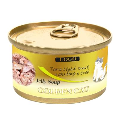 China Skin & Coat Health Golden Cat Tuna, Shrimp, Crab Jelly Soup 170 gram Canned Cat Wet Food for sale