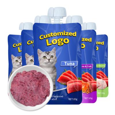 China Skin & Coat Health OEM Organic Nature Bagged Cat or Dog Snacks Tuna Sauce Treats Cannad Pet Wet food for sale