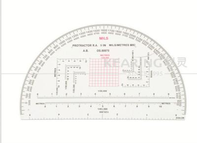 China 9” RA Mils Protractor  with 2.0mm Extruded plastic printed in black and red  KMP-3 for sale