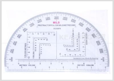 China Rigid Plastic Military Field Kit 6 Inch Protractor R. A. Miles / Metres 80876 for sale