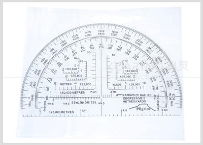 China Half Moon Shaped Military Protractor Field Kit 6 Inch Plastic Degree / Miles Pilgrim Uk Market for sale