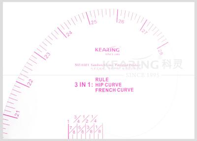 China Régua curvada personalizada da costura transparente/3 em 1 régua de curva anca da regra, espessura de 1.2mm à venda