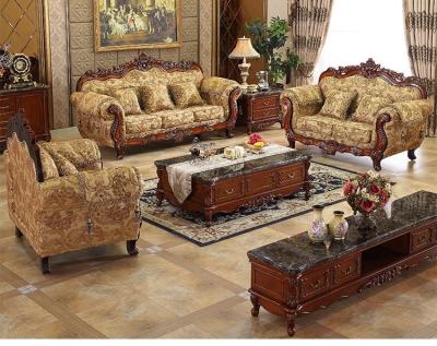 China European and American Classical Wood Fabric Frame Furniture Hotel Factory Tufted Living Room Custom Furniture Retro Solid Wood Sofa for sale