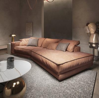 China Hotel Italy Living Room Craft Baxter Italy Custom Leather Leisure Sofa Corner Special Shaped Matte Minimalist Light Luxury Arc Tufted for sale