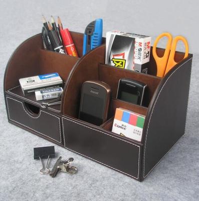 China Leather Household Remote Controller Storage Box Makeup Holder for sale