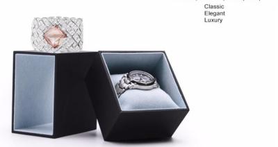 China Black Leatherette Paper watch boxes for sale