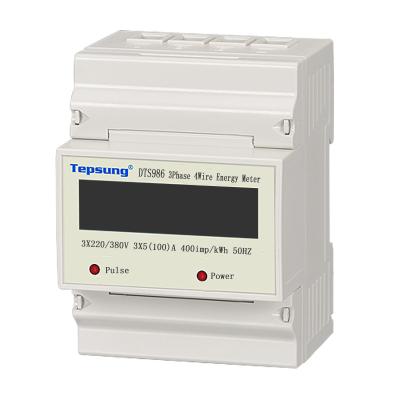 China Din Lightweight Three Phase Four Wire Smart Rail KWH Meter LCD 35mm DIN Rail Standard Installation Digital Only -25 ~+70 0-999999.9 Tepsung for sale