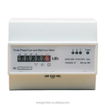 China Shopping mall construction din rail KWH three phase four wire digital electric meter with longer terminal coverage for sale