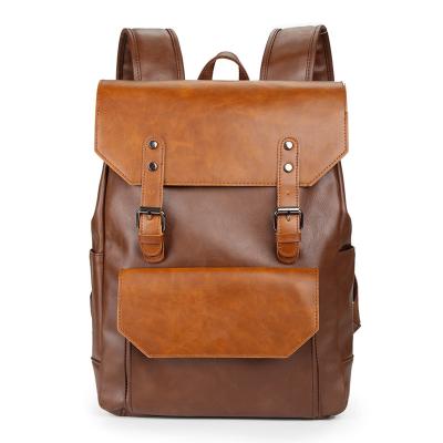 China Fashion Anti Theft Waterproof Black Brown Laptop Leather Backpack Bags For Men for sale