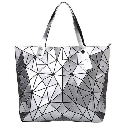 China Eco-friendly Folded Geometric Ladies Plaid Bags Fashion Tote Women Casual Handbag for sale