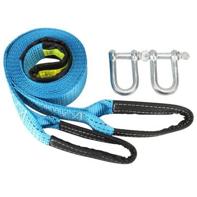 China Car Tow Rope Polyester No Stretch Car Towing Strap Two Hook Strap Emergency Towing Rope for sale